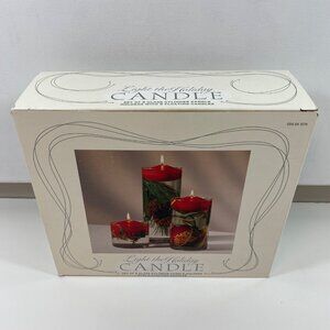Light The Holiday Candle Set Of 3 Glass Cylinder Holders Floating Candles Red
